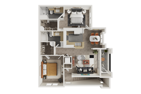 Floor plan for 2 beds, 2 baths, 1158 sqft
